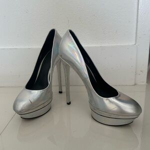 Silver Platform pumps